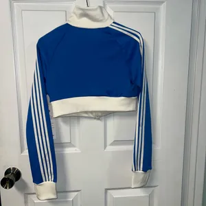 Love poem blue track jacket striped cropped zip up sweater athletic activewear medium thumbnail 3