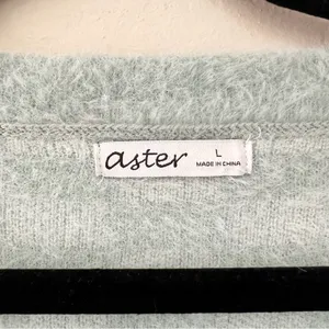 Aster Checkered Knit Cropped Cardigan Sweater Blue Size L thumbnail 5