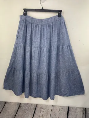 Matty M Blue Chambray Tiered A-Line Midi Skirt size XXL thumbnail 8
