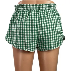 Free People Women's Green Gingham Check High Rise Boxer Lounge Shorts Size XS thumbnail 3