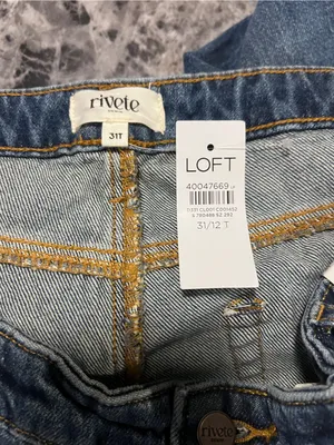 LOFT Rivete Mid Rise Barrel‎ Jeans Echo Wash Cotton Button Fly Crop Size 31 NWT thumbnail 7