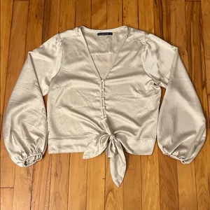 Abercrombie Cream/Beige Satin Top thumbnail 1