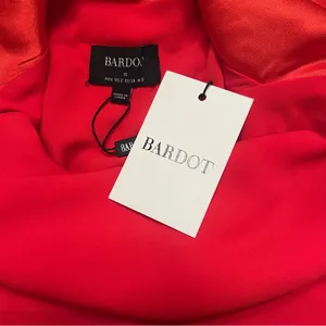 Bardot Mila High Jewel Neck Cowl Back Satin Slip Dress in Fire Red Size‎ 2 thumbnail 13