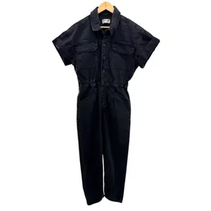 Free People Marci Denim Jumpsuit M Iron Black Utility Coverall Boiler Suit Work thumbnail 3