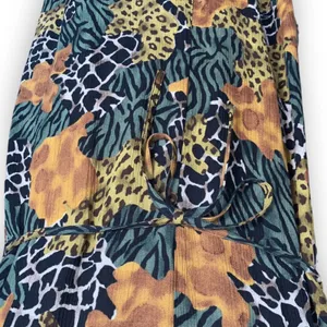Requirements Vintage 90s Sleeveless Mixed Animal Print Maxi‎ Dress Green Yellow Brown Large thumbnail 7