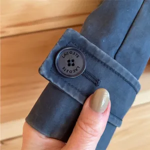 LACOSTE Navy Blue Cropped Waxed Canvas Trench Coat Utility Jacket Sz 40 thumbnail 13