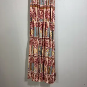 NWT Angie Pink and Brown Ruffled Tiered Maxi Sundress thumbnail 4