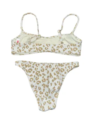 SOLID & STRIPED Women’s Size M Top S Bottom White Gold Leopard Print Bikini thumbnail 8