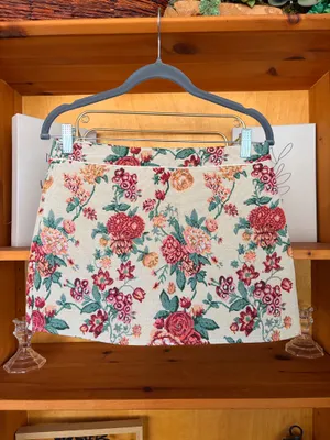 Floral Tapestry Mini Skirt Vintage Inspired Western Boho Fall Cotton Blend S thumbnail 2