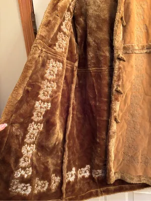 Vintage Faux Suede and Sherling Embroidered Hooded Coat thumbnail 3