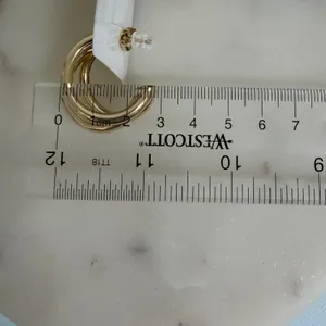 14 Gold Plated XP Womens Triple Layer Chunky Hoop Earrings‎ thumbnail 6
