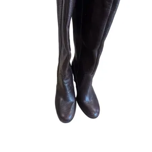 Adrienne Vittadini Birdie Brown Leather Knee High Boots Women's Sz 8.5 Tall Heel thumbnail 4