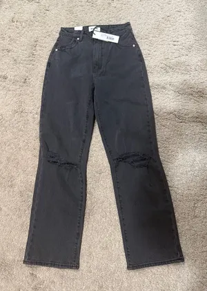 ROLLA'S Black Straight-Leg Jeans with Knee Rips thumbnail 1