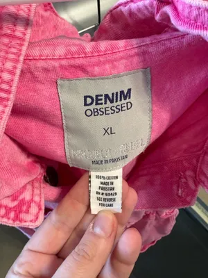 Pink Short Sleeve Denim Romper Size XL thumbnail 2