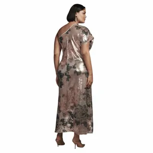Anthropologie Porridge One Shoulder Floral Sequin Maxi Dress Gown thumbnail 9