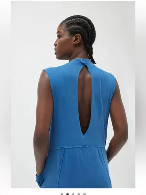 Out From Under Austin Sleeveless Blue Keyhole Back cotton loose fit Jumpsuit thumbnail 9