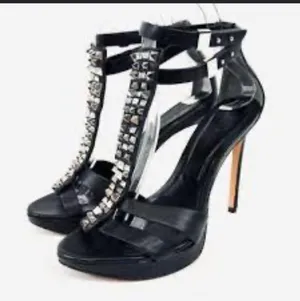 Rachel Roy Black Leather Studded Stiletto Heel Size 8.5 thumbnail 1