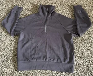 Trendy Queen Women's Gray Oversized Sweatshirts Half Zip‎ Pullover Size Small thumbnail 1