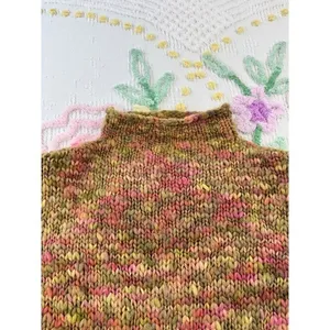 Orvis Womens L 100% Wool Chunky Knit Mock Neck Sweater Multicolor Space Dye 21HP thumbnail 5