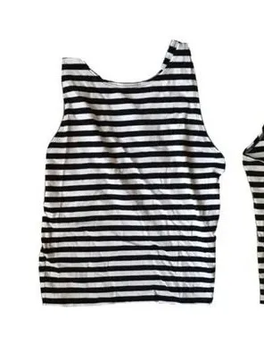 Abercrombie And Fitch Black And White Striped Crossback Cropped Tank Size M thumbnail 1