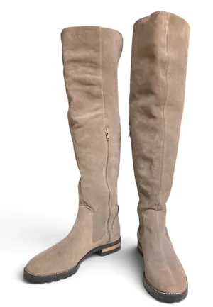 Fabianelli Premium Italian Suede Over-The-Knee Taupe Boots Women's Size 9/9.5 thumbnail 1