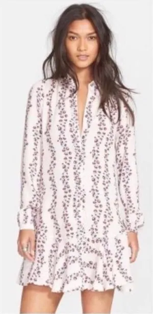 Free People Floral Button Up‎ Tunic Shirt Dress Long Sleeve Retro Boho Medium thumbnail 1