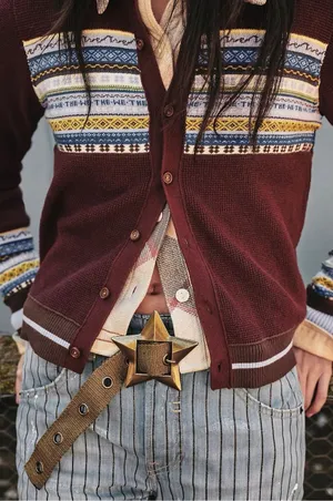 Free People Bohemian Grunge 90s Zoa Star Buckle Hip Belt Medium Large NWT thumbnail 1