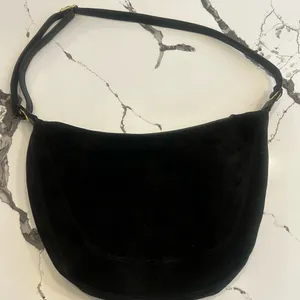 GANSON Black Suede Shoulder Bag Black thumbnail 1