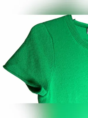J. Crew 100% Cashmere Short Sleeve Sweater Top Kelly Green Size Small Crewneck thumbnail 3