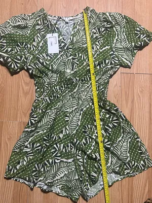 NWT ladies med tropical green white stretch romper thumbnail 7
