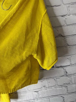 Free People Sunny Yellow Open-Front Knit Cardigan size small thumbnail 7