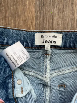 Reformation Liza Ultra High Rise Straight Jeans Medium Wash Denim Size 27 thumbnail 3