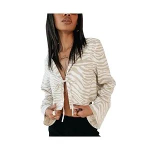 Princess Polly Cropped Linen Long Sleeve Top Medium / 6 thumbnail 3