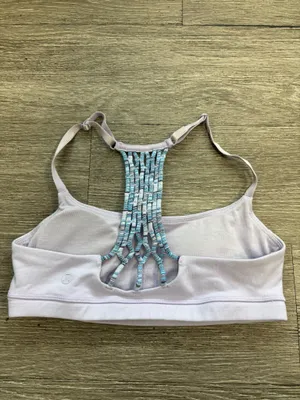 Lululemon Energy Bra Size 6 Medium Support Blue Paisley Strappy Back Crop Top thumbnail 8