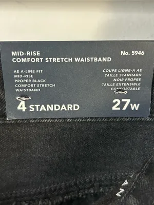 New American Eagle Outfitters Wide Leg Baggy A-Line Fit Black Women's Denim Jean thumbnail 5