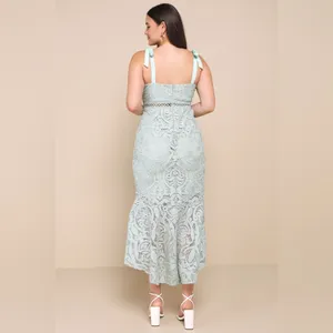 LULU’S Won Your Heart Sage Green Lace Tie-Strap High-Low Midi Dress thumbnail 7