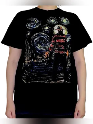 Freddy Krueger Starry Night tshirt. Red Size M thumbnail 1