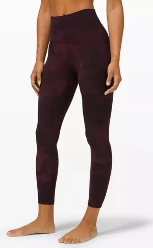 Lululemon Align High Rise Diamond Dye Cassis Black with pockets 25” thumbnail 1