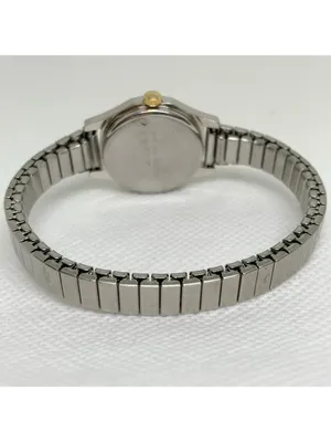vintage Quartex quartz women watch 22mm two tone stretch band size 5.7” running thumbnail 4