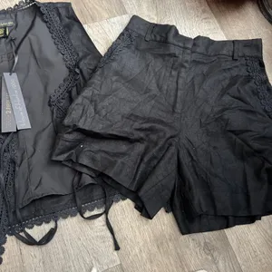 NWT house of Harlow‎ Black Lace Trim Vest and Shorts Set size xs thumbnail 4