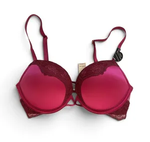 Victoria’s Secret Bombshell Push Up Lace Bra Pink Magenta Size 32B NEW NWT thumbnail 1