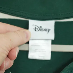 Disney‎ Bambi Cropped Rugby Shirt Womens Large Green White Striped Long Sleeve thumbnail 3