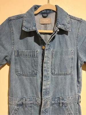 Everlane Light Wash Denim Short Sleeve Coverall Jumpsuit Boilersuit Utility 0 thumbnail 9