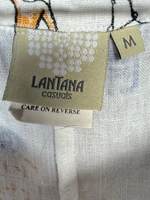 Lantana 100% Linen Short Sleeve Top Sz M thumbnail 4