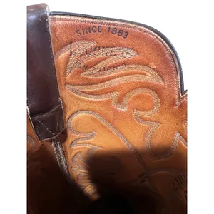 Vintage Lucchese Men’s 12 Espresso Smooth Leather Western Boots Round Toe USA thumbnail 10