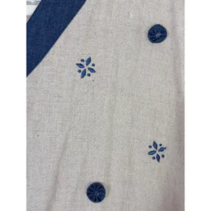 BellePointe Vest Beige Blue Embroidered Basket Floral Linen Blend 3X thumbnail 6