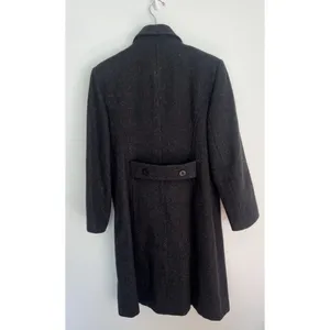 VTG Stephanie Matthews 100% Wool Charcoal Gray Button-Up Maxi Coat Dark Academia thumbnail 2