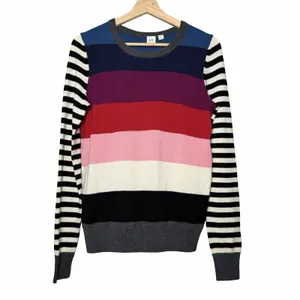 Gap Women's Small Rainbow Stripe Multicolor Merino Wool Blend Crewneck Sweater thumbnail 2