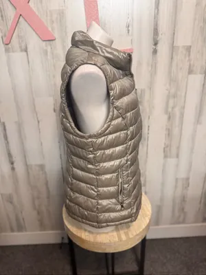 Calvin Klein Metallic Packable Puffer Vest Womens XL Champagne Taupe Quilted thumbnail 6