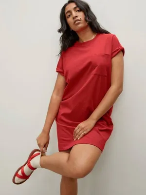 Everlane Dress The Weekend Tee Pocket Crewneck Short Sleeve Red XXS thumbnail 1